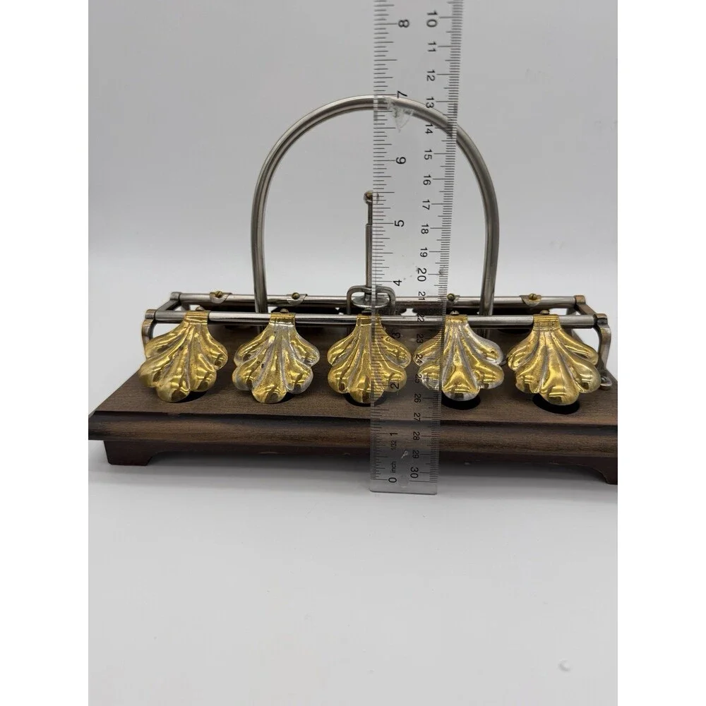 Antique English egg boiling rack & breakfast server Ginkgo Leaf Spring Clips